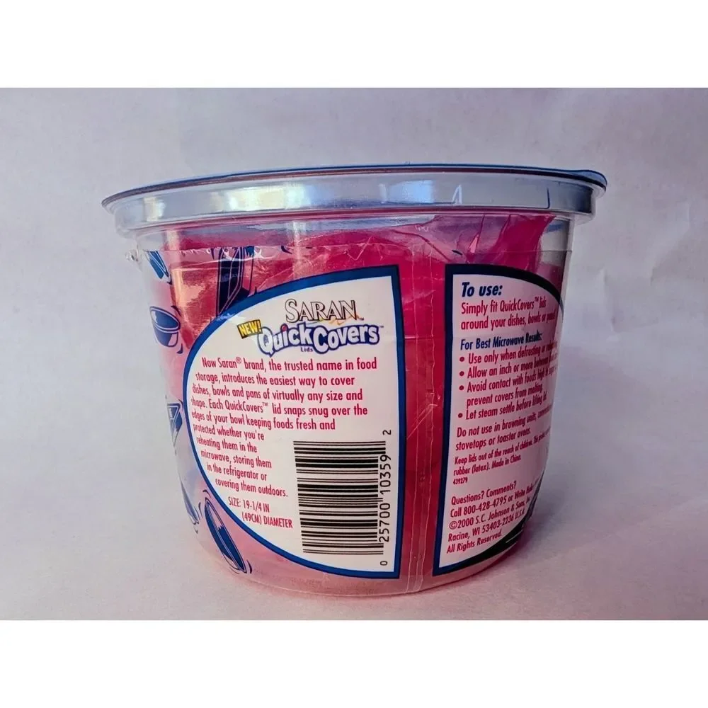 Saran Quick Covers Lids Size LARGE 4 Pack Food Storage Cover Open Package Pink